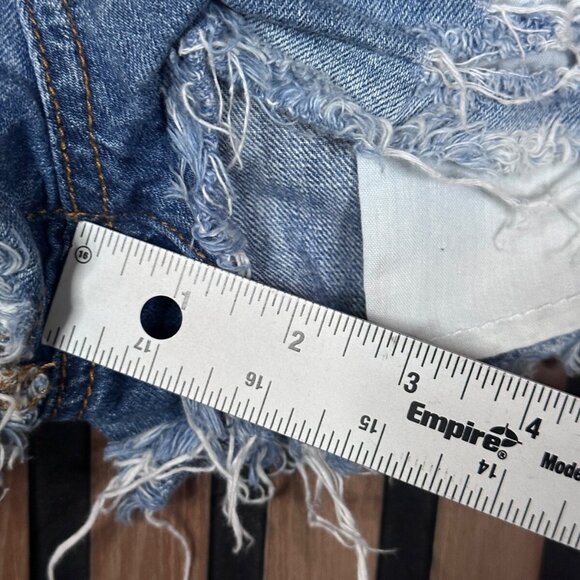American Eagle Jean Shorts 4 Womens Blue Cut Off Vistage Festival High Rise - Picture 5 of 8